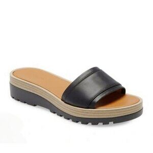 See by Chloé Robin Platform Sole Sandal Slides Sz 7.5 /38 Black Genuine Leather